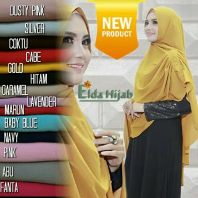 Khimar bable pop model rample depan warna gold preloved