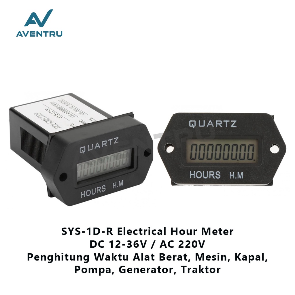 SYS-1D-R Hour Meter HourMeter Digital Penghitung Waktu Mesin Alat Berat Engine Excavator Boat Generator Tractor