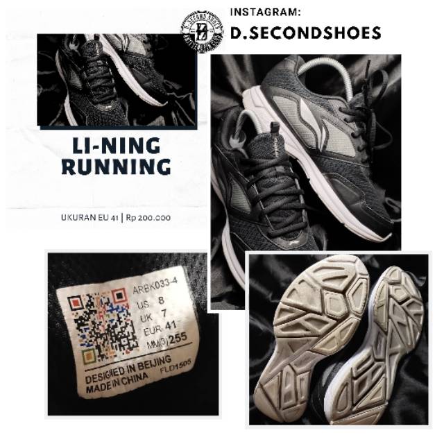 Sepatu Lining Running Original Bekas Size 41