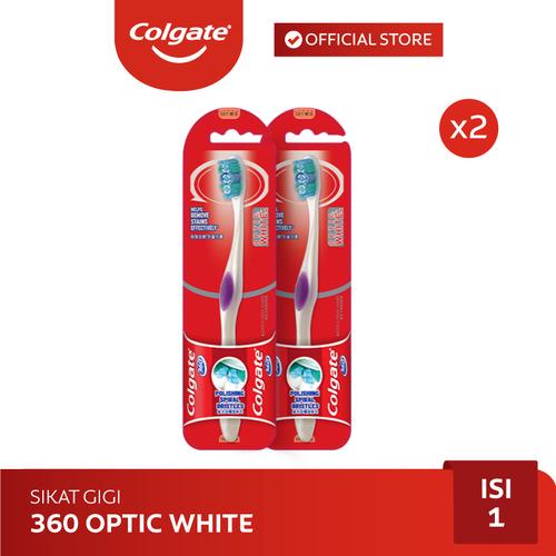 Colgate 360 Optic White Toothbrush/Sikat Gigi Isi 1 2 pcs