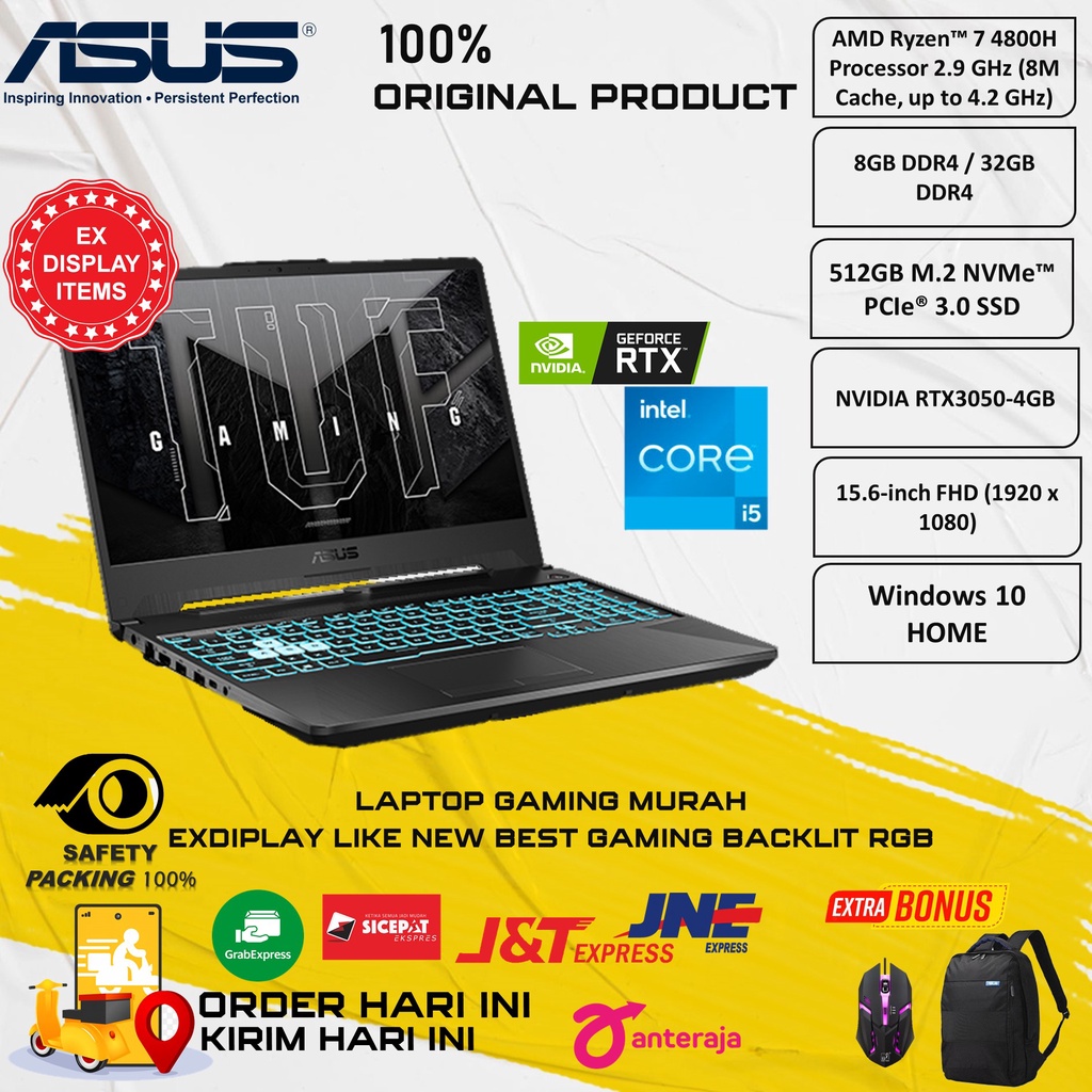 Laptop Gaming Tuf A15 fa506ic amd ryzen7 4800h 32gb 512ssd rtx3050-4gb WIN10HOME