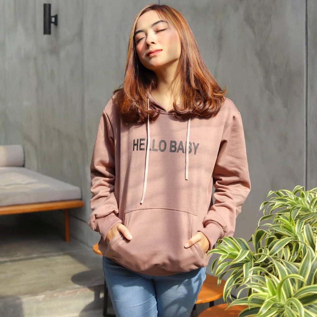 Lilipop.id Sweater Hoodie Wanita Hello Baby Outwear Jumper