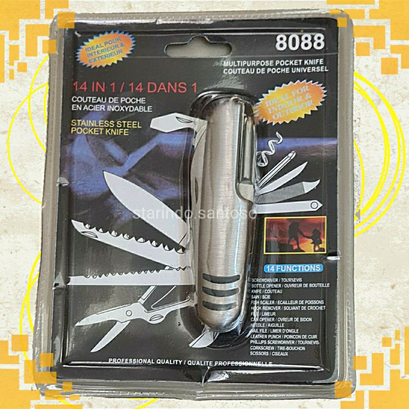 Pisau lipat 14 in 1 multifungsi serbaguna stainless