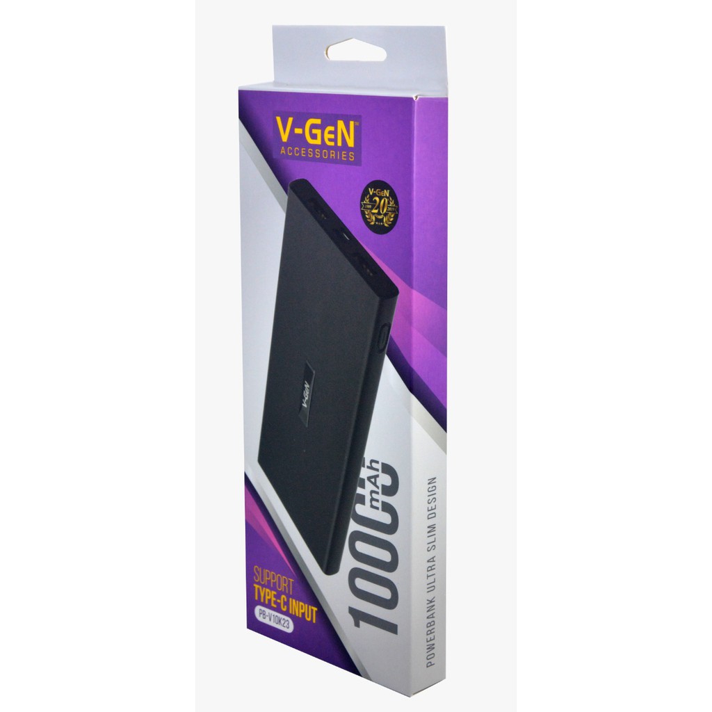 POWERBANK V-GEN V10K-23 10.000MAH LED 2 USB SUPPORT TYPE C