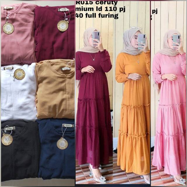 Gamis ceruty polos susun 3