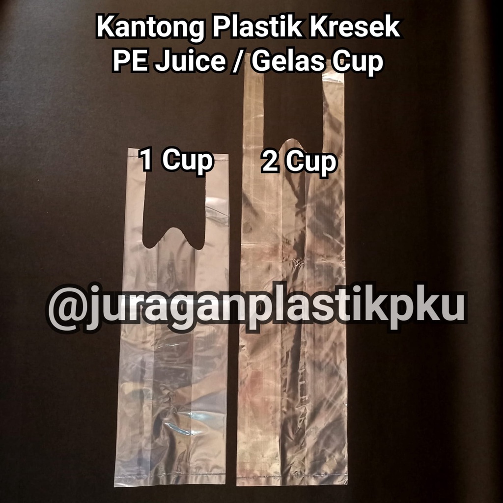 Kantong Plastik Kresek PE Bening Tebal Cup untuk 1 & 2 Gelas | Asoy Jus Minuman Juice Takeaway