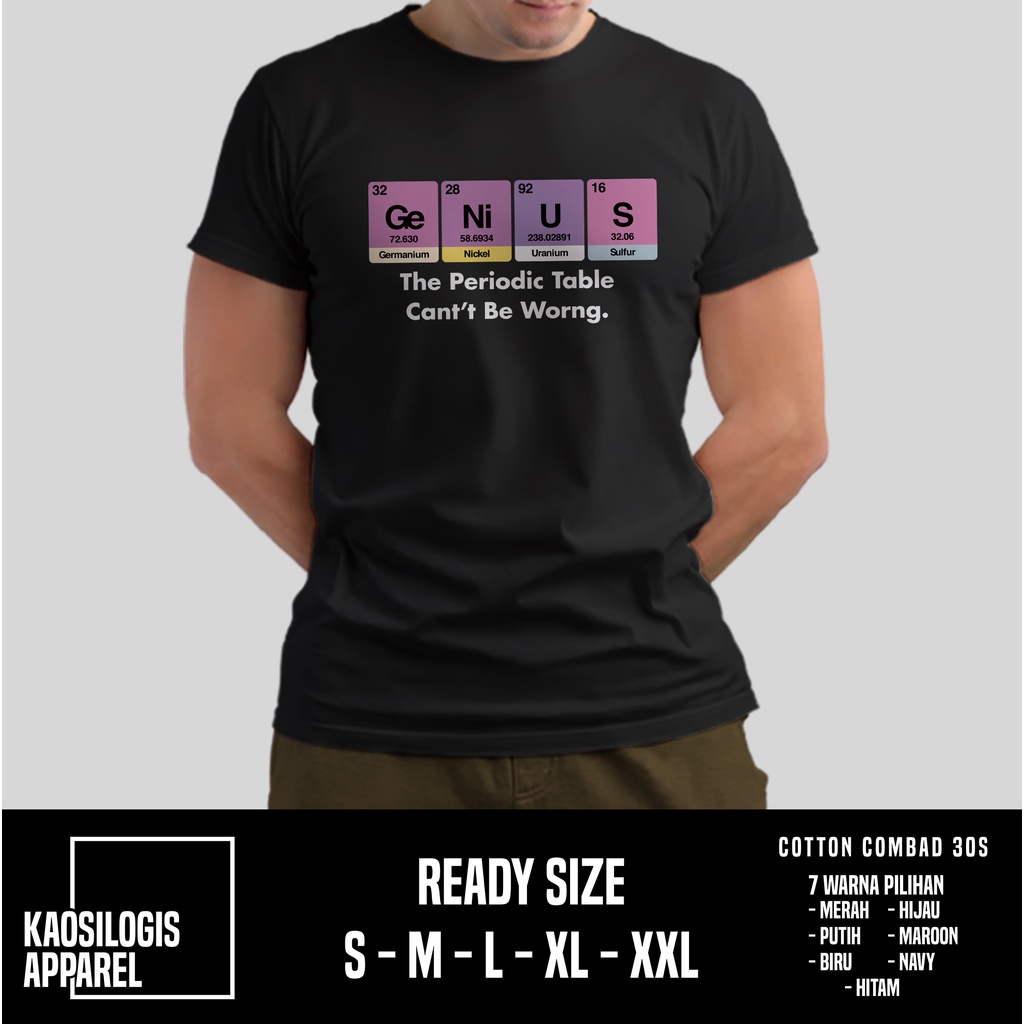 Kaos Table Periodik Genius Indonesia Keren - Kaosilogis