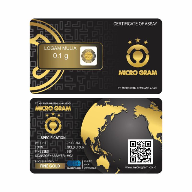 Micro Gram Logam Mulia Emas Asli 24 Karat 0.1 Gram Bersertifikat