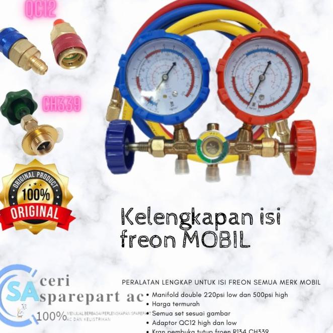 Paket Lengkap Isi Freon Ac Mobil Alat Manifold Double