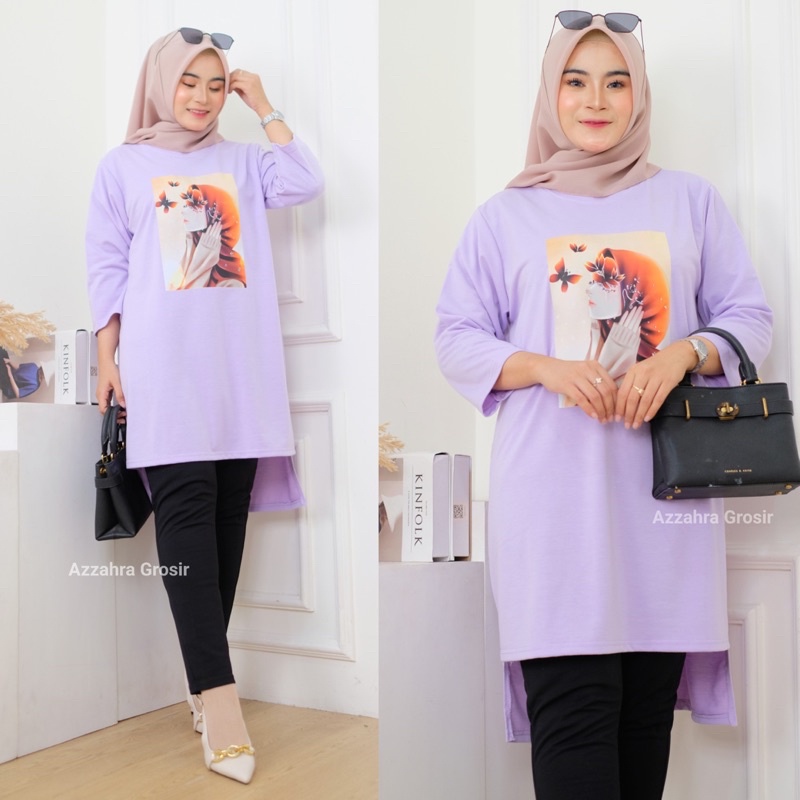 ButterFly Tunik - Tunik Jumbo Babyterry Spandex Print DTS LD110 Tangan 7/8 / 366-6932