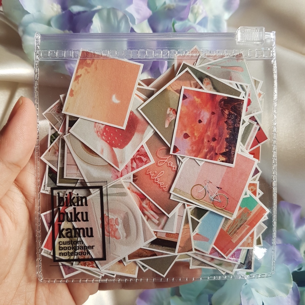 

88pcs Mini Sticker Stiker Jurnal HVS FREE ZIPLOCK POUCH - Pink