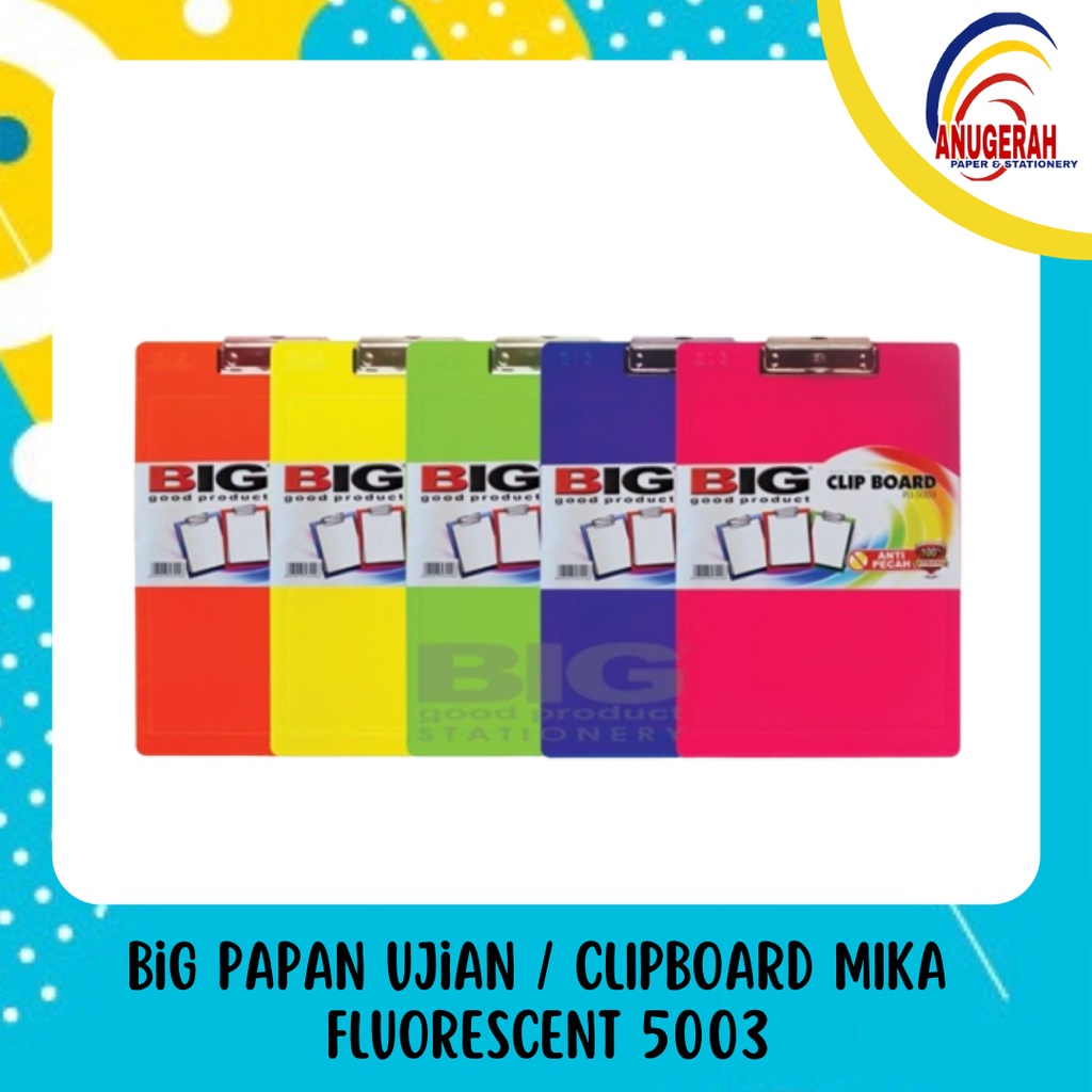 

PAPAN UJIAN / CLIPBOARD MIKA FLUORESCENT - BIG 5003 (PCS)