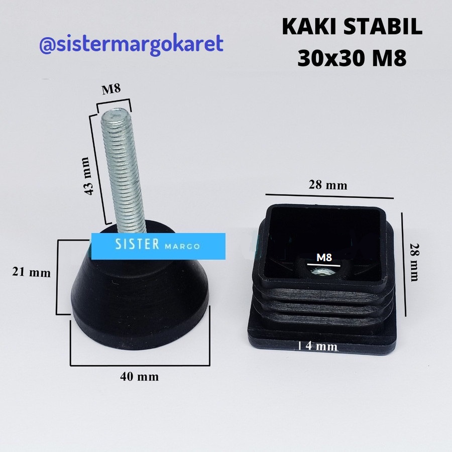 Adjuster Karet Kaki Stabil Kursi Meja Hollow Holo 3x3 M8