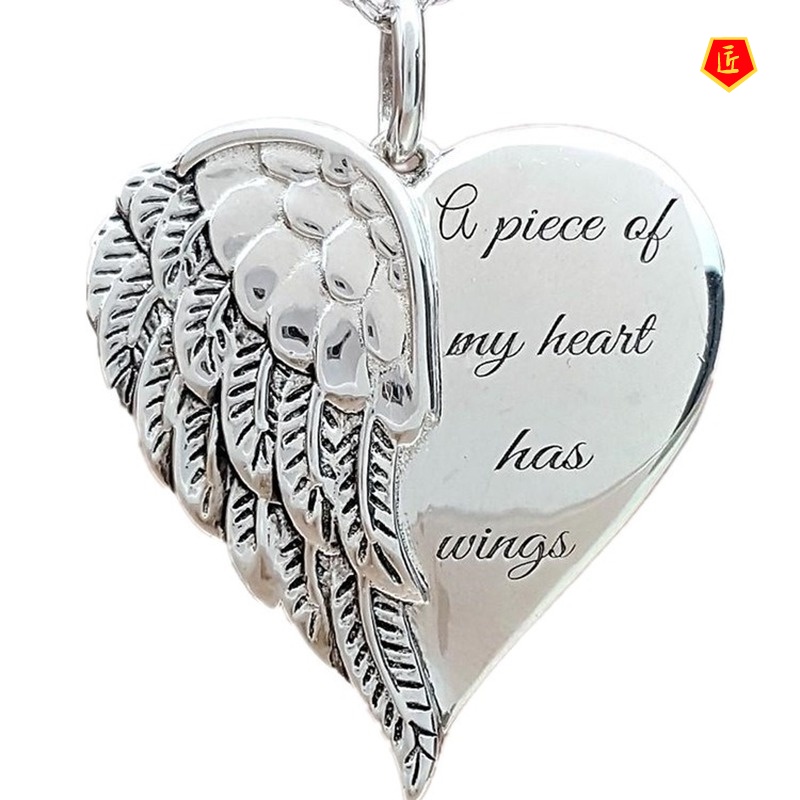 [Ready Stock]European and American Angel Wings English Inscription Necklace Female