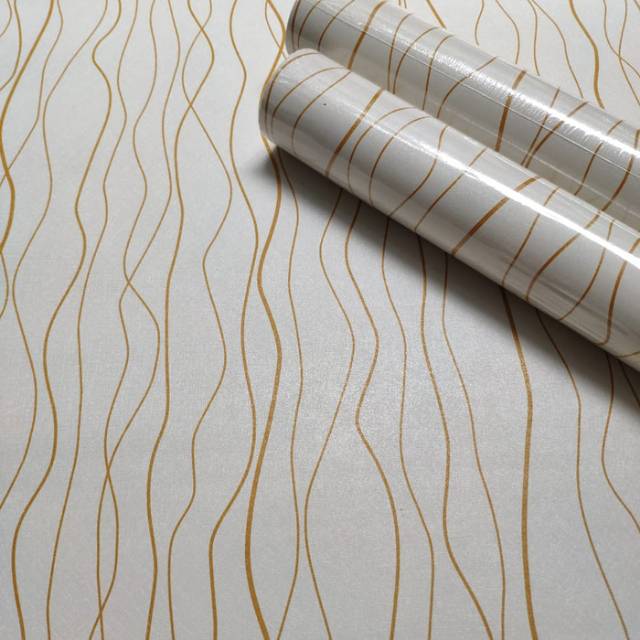 Wallpaper stiker dinding wave gold