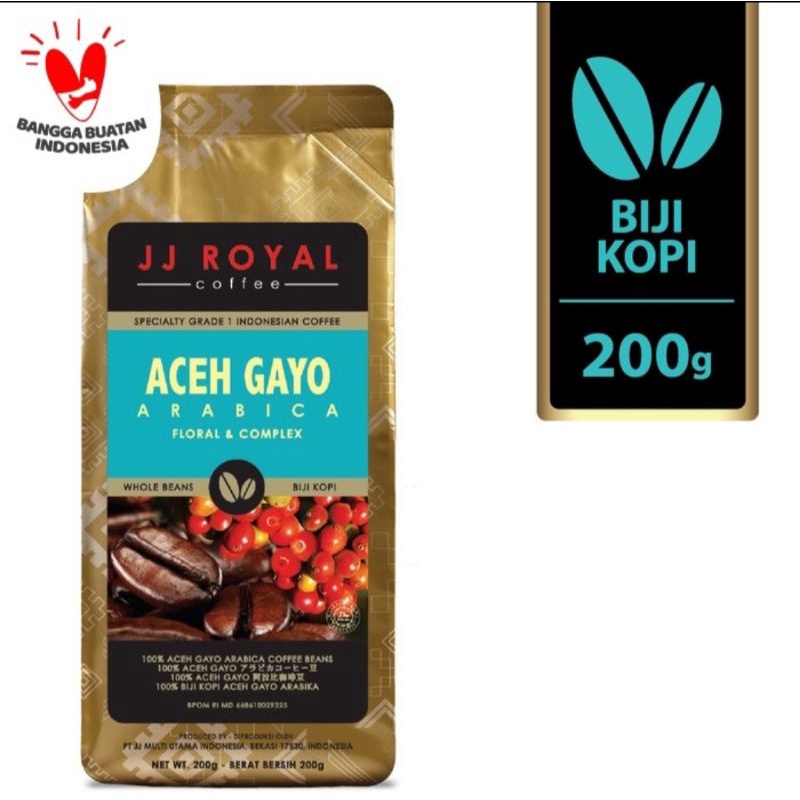 

Kopi JJ Royal Aceh Gayo Arabica Beans Bag 200gr | Coffee Cofee Biji