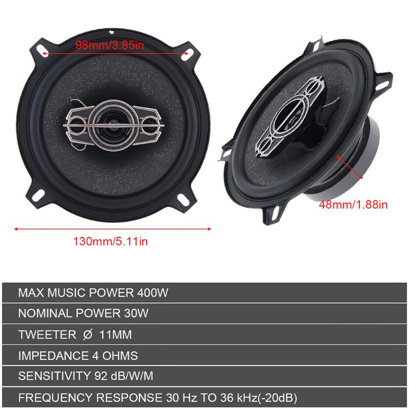 COAXIAL SPEAKER PINTU MOBIL 5 INCH 400 WATT 4 WAY HIFI CAR LOUDSPEAKER 2PCS YL-1398B