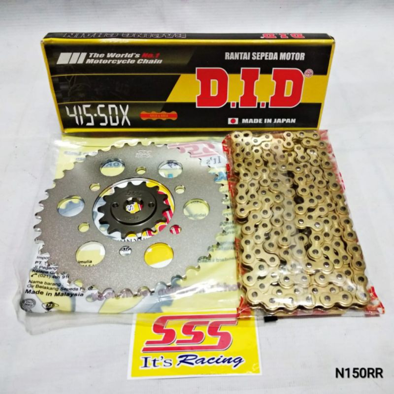 Gear Set SSS (415) Ninja 150 RR / R + Rantai DID 415 SDX