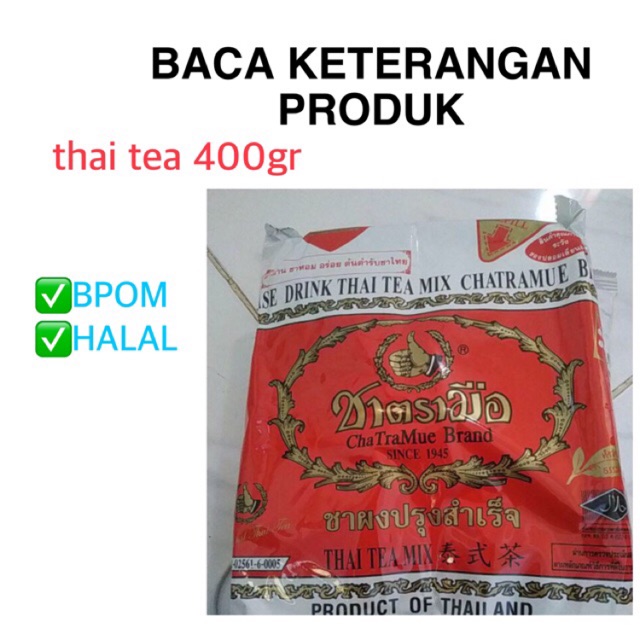 

BPOM thai tea chatramue 400gram thai tea number one thaitea original halal