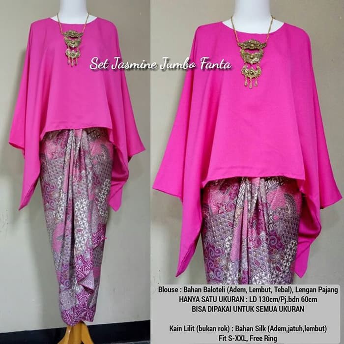 Setelan Kebaya Kutubaru Batwing / Kebaya Kalong JUMBO Aneka Warna