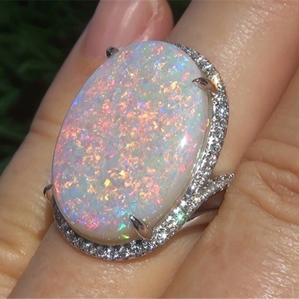 Hu Hu Hu Hu Hu Alat Bantu Pasang Kacamata♡ Cincin Wanita Hias Batu Opal Imitasi Berkilau Untuk Pernikahanpertunanganhadiah