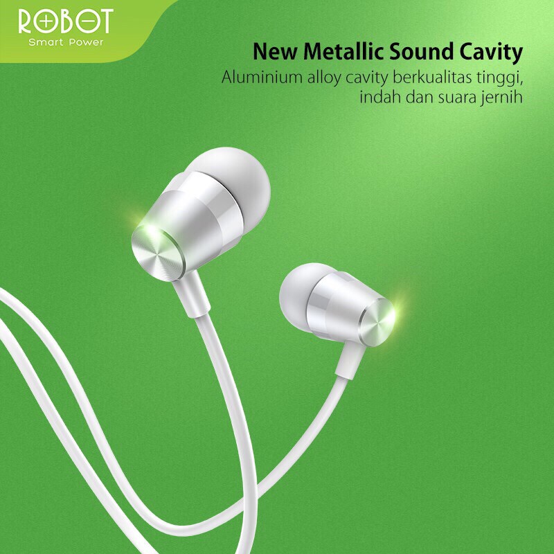 Headset earphone ROBOT RE101 RE101S Wired Earphone Bass Android iPhon Original - Garansi 1 Tahun