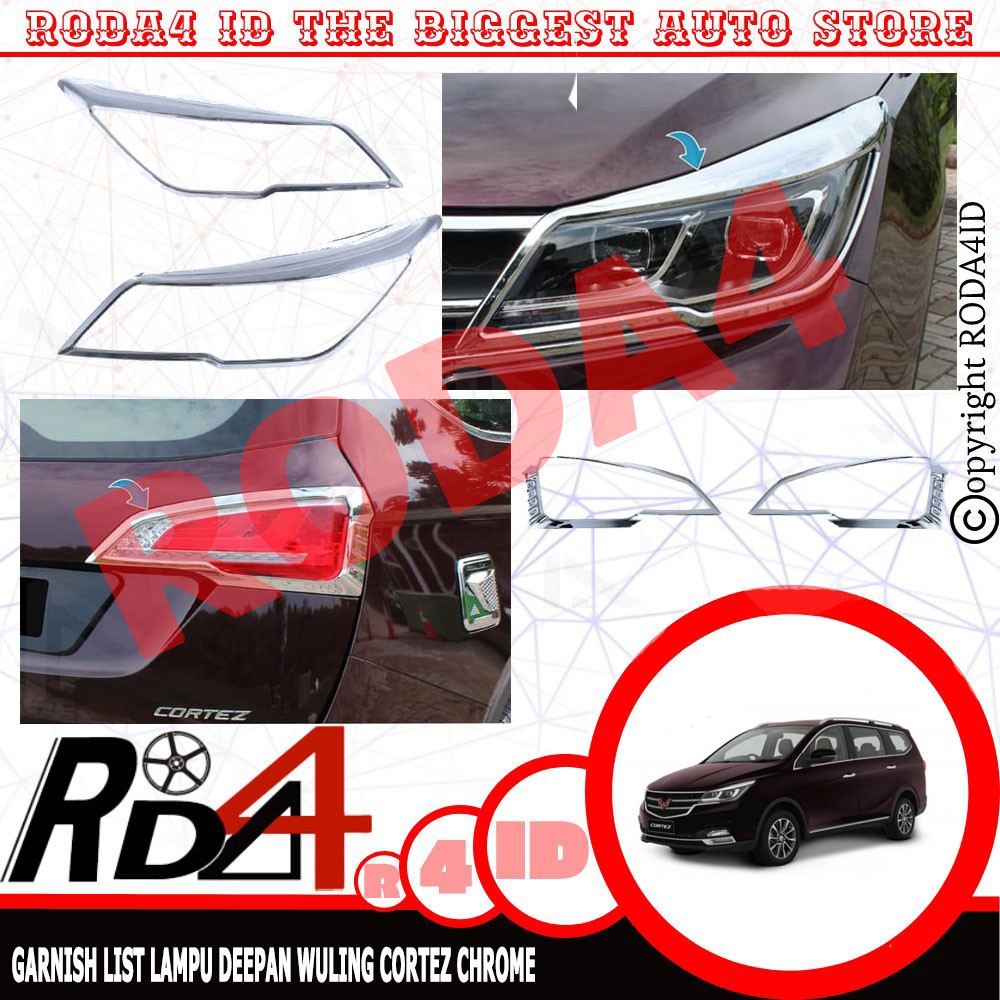 Paket Garnish Lampu Depan Dan Belakang Wuling Cortez Chrome