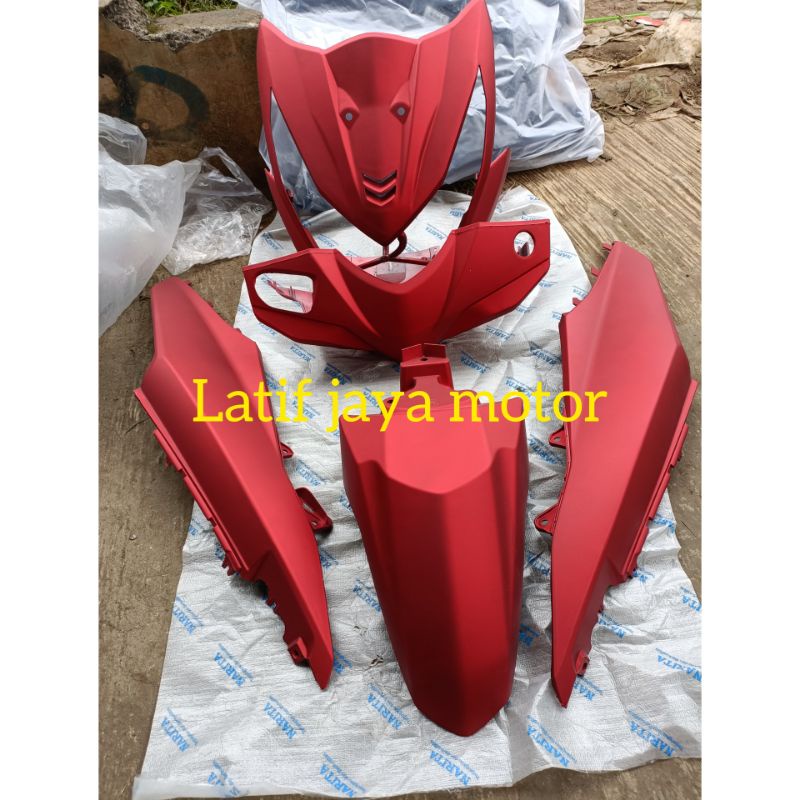cover body honda beat fi merah doff 2013 2014
