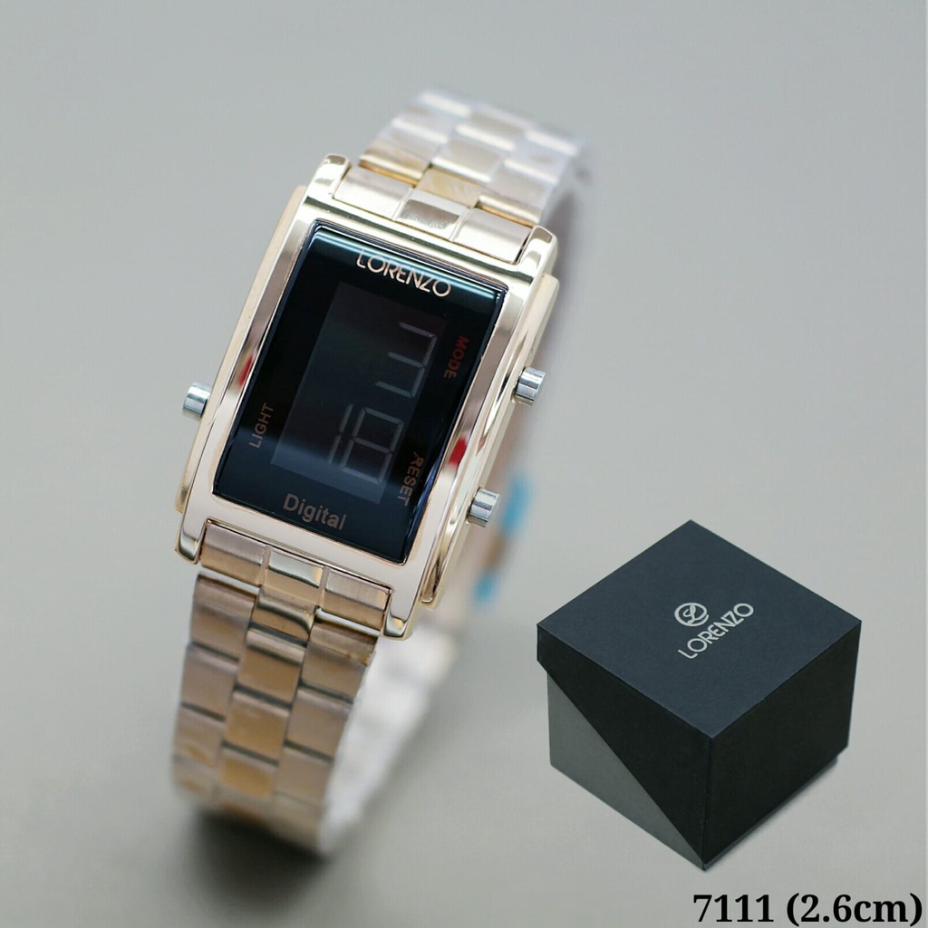 JAM TANGAN WANITA ORIGINAL LORENZO 7111 DIGITAL RANTAI PASIR DIAMETER 2,6 CM + BOX EXCLUSIVE
