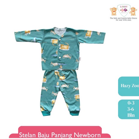 Libby Setelan Baju Panjang New Born Kancing Dada 3-6M VLP