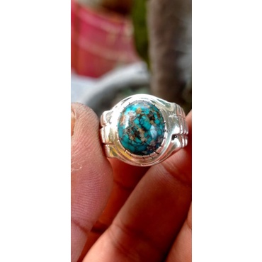 Natural batu pirus persia ring perak 925 jaminan asli