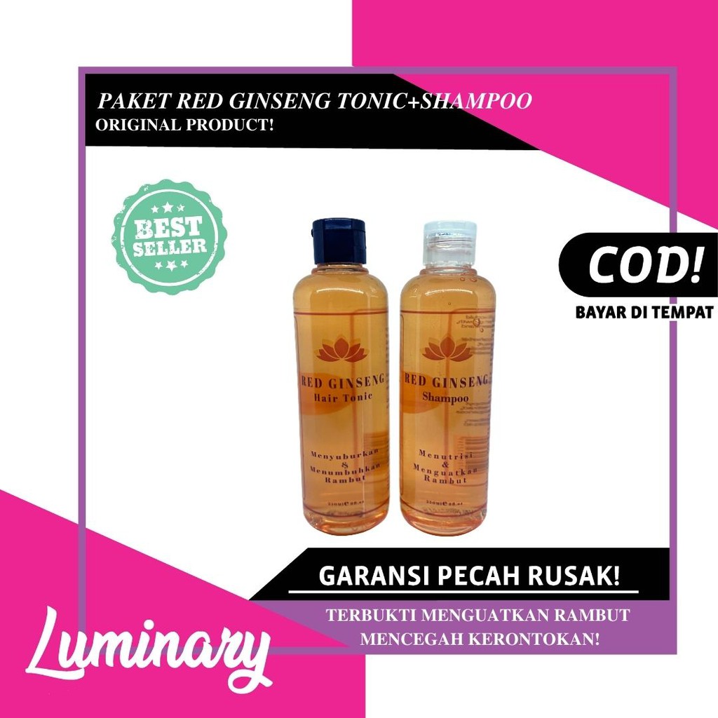 RED GINSENG PAKET 2in1 PERAWATAN RAMBUT SHAMPOO &amp; HAIR TONIC GINSENG ORIGINAL BPOM