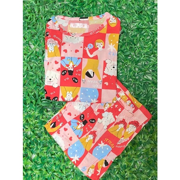 Setelan Lengan Panjang Piyama Baju Tidur Wanita Kartun Karakter Pajamas Dewasa-SET PJG “Bla” Puppy