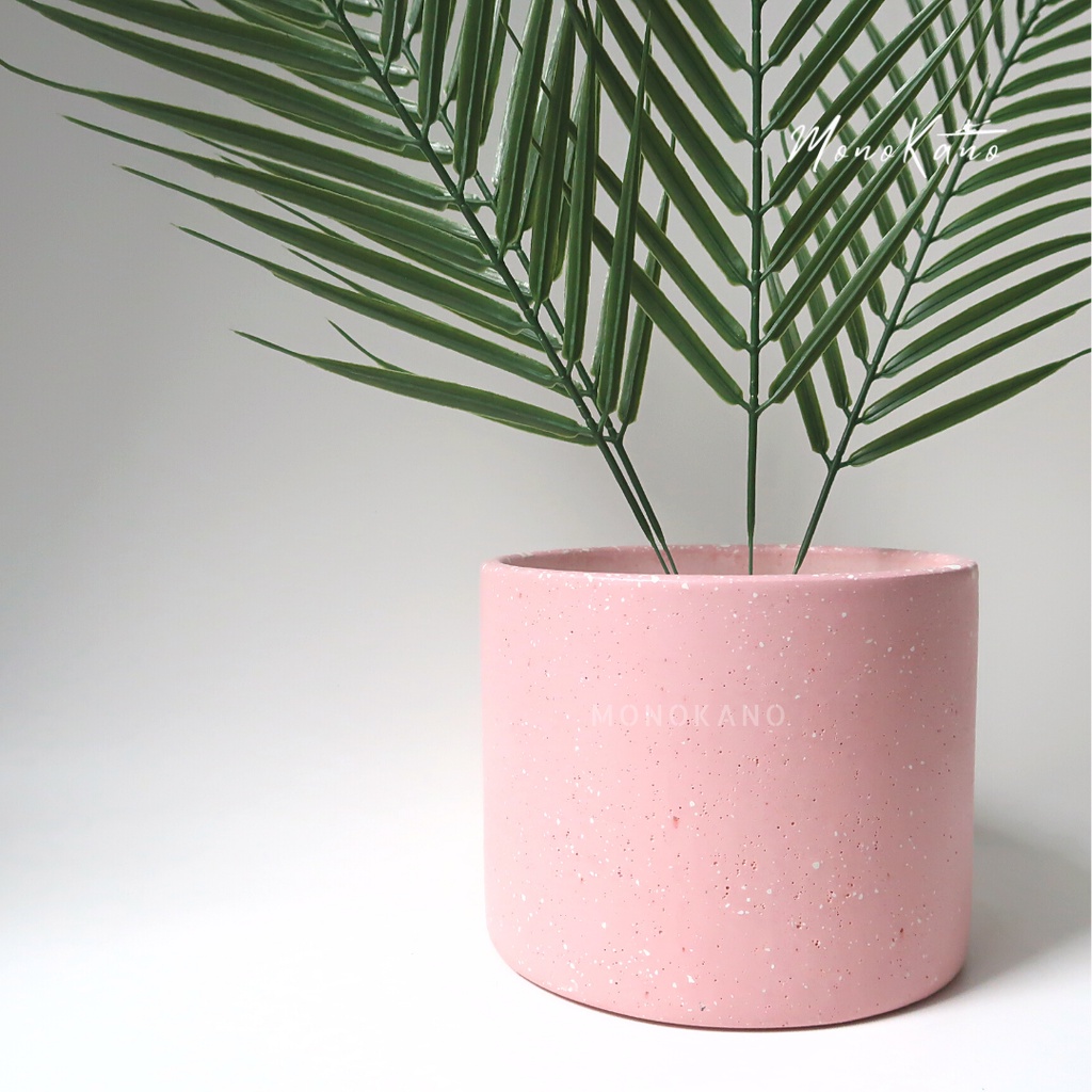 Pot Tanaman Besar Terrazzo D15 Waterproof Baby Pink/Concrete/Pot Besar Beton/Grosir/Pot Semen Anti A
