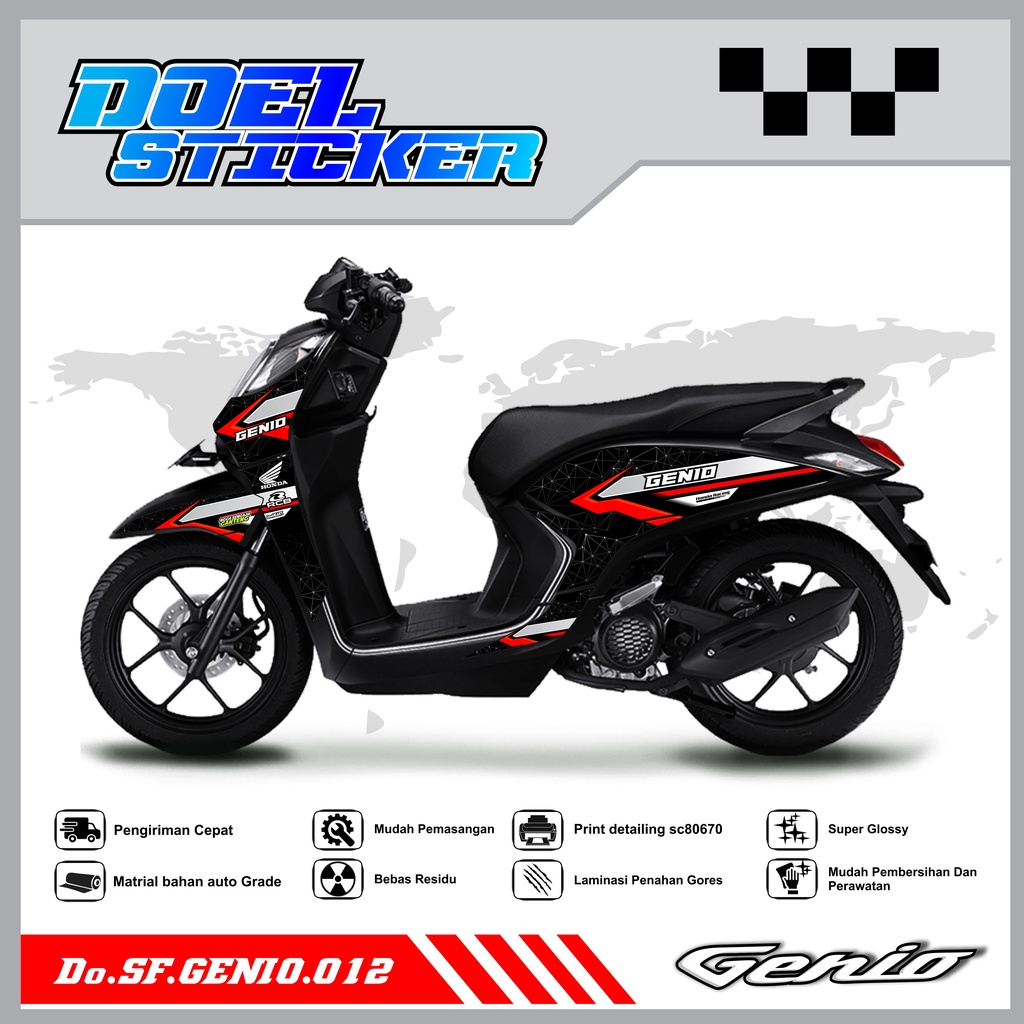 Sticker Striping Variasi Genio List Variasi Hologram , Crome Doel 012