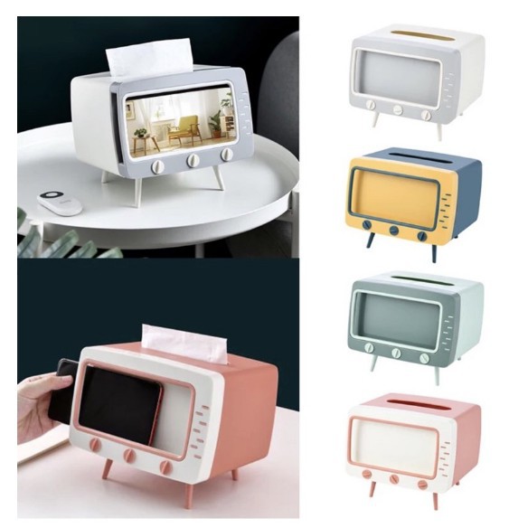 ❤GTB❤  R276 Tempat Tisu bentuk TV (Kotak tisu Box TV) desktop tv tissue Smartphone holder TV retro