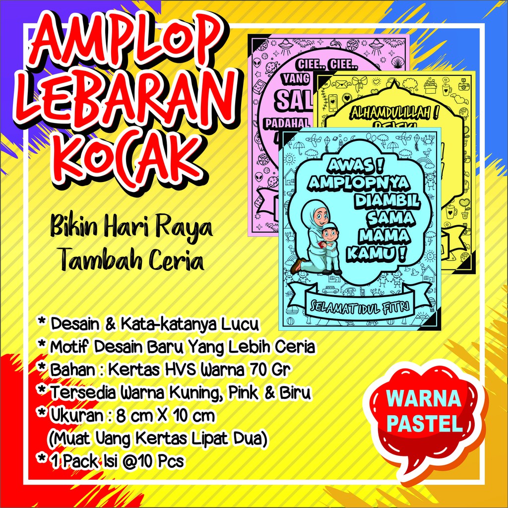 Amplop Lebaran Kocak Warna Pastel Shopee Indonesia