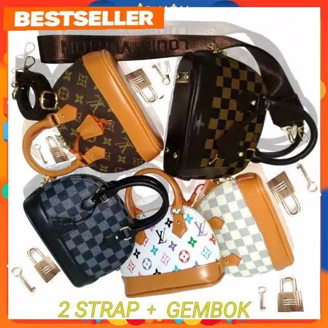 2 STARP + GEMBOK TAS LV ALMA MINI FULL EMBOSED