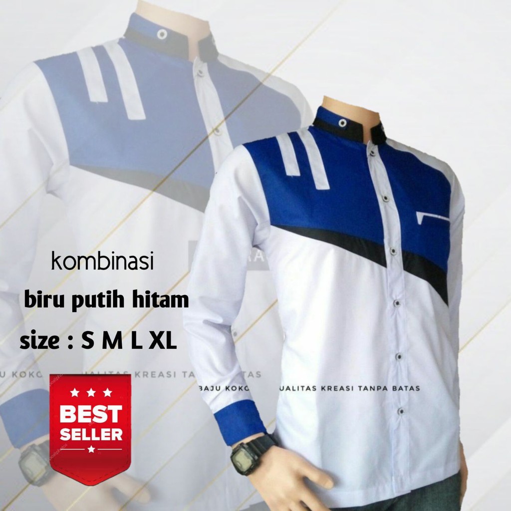 Baju Muslim Pria Putih Kombinasi