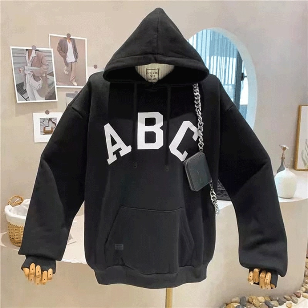 Parisdivarious Sweater Hoodie Jemper Abc Bahan Fleece Size S - XXL (Pria &amp; Wanita)