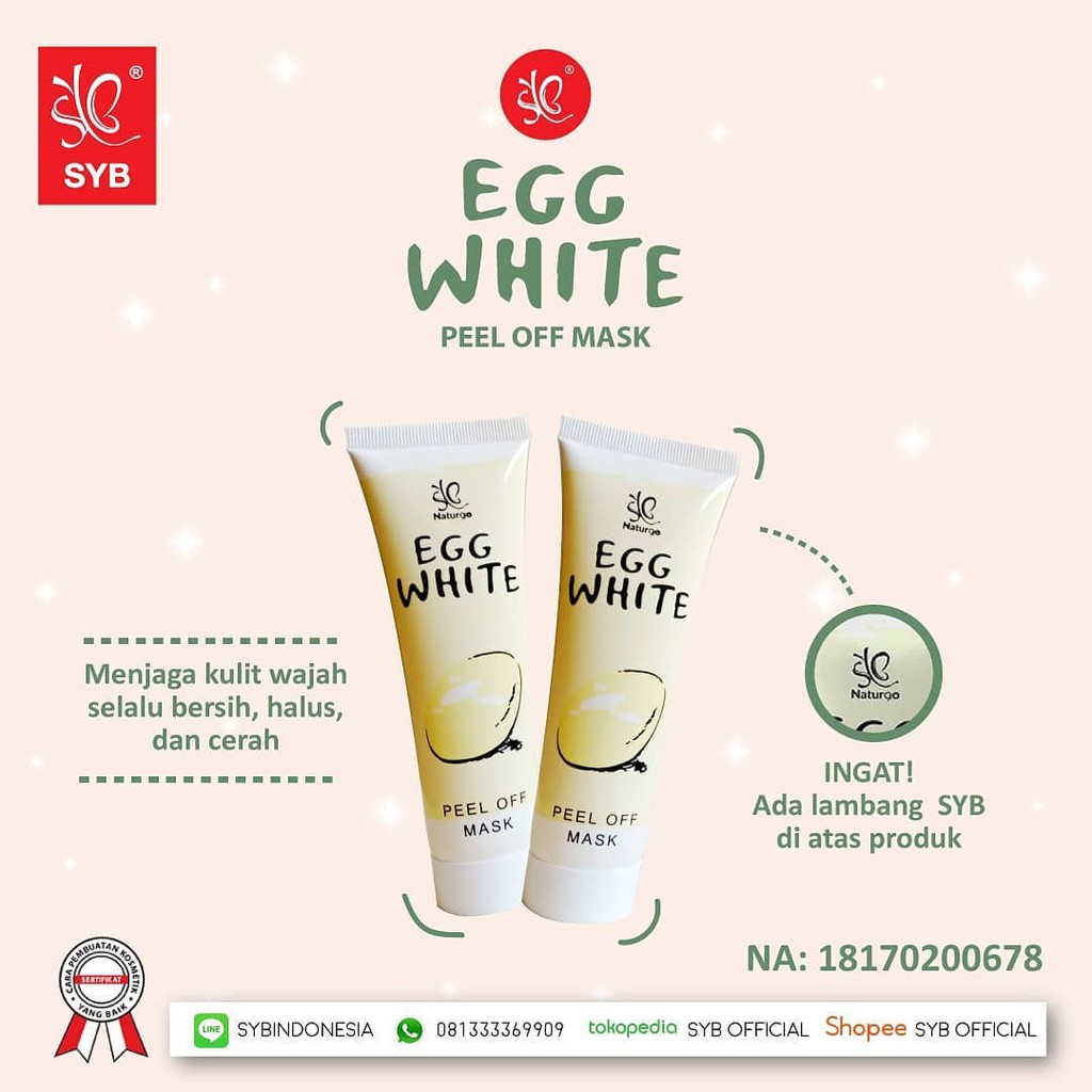 HANASUI / SYB MASKER TELUR ORIGINAL/ VIP EGG WHITE MASK SYB - BPOM HANASUI/ COCOTTEE EGG MASK