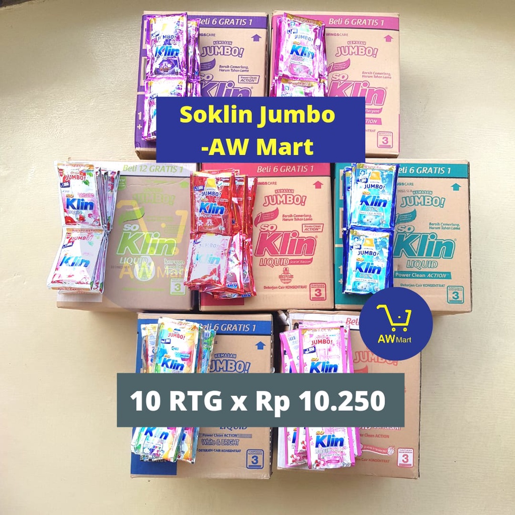 [PER DUS/10 RTG] JUMBO Deterjen Cair Soklin Liquid RENTENGAN JUMBO (DARI PABRIK LANGSUNG) - 12 pcs - Rp 1.000