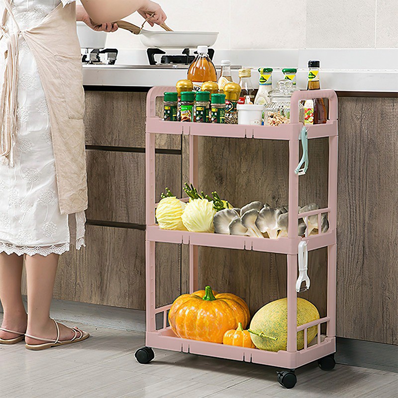 Queen_Fashions Rak Troli Rak 3 Susun Rak Serbaguna Organizer Rak Dapur Rak Kamar Mandi dengan Roda 1064