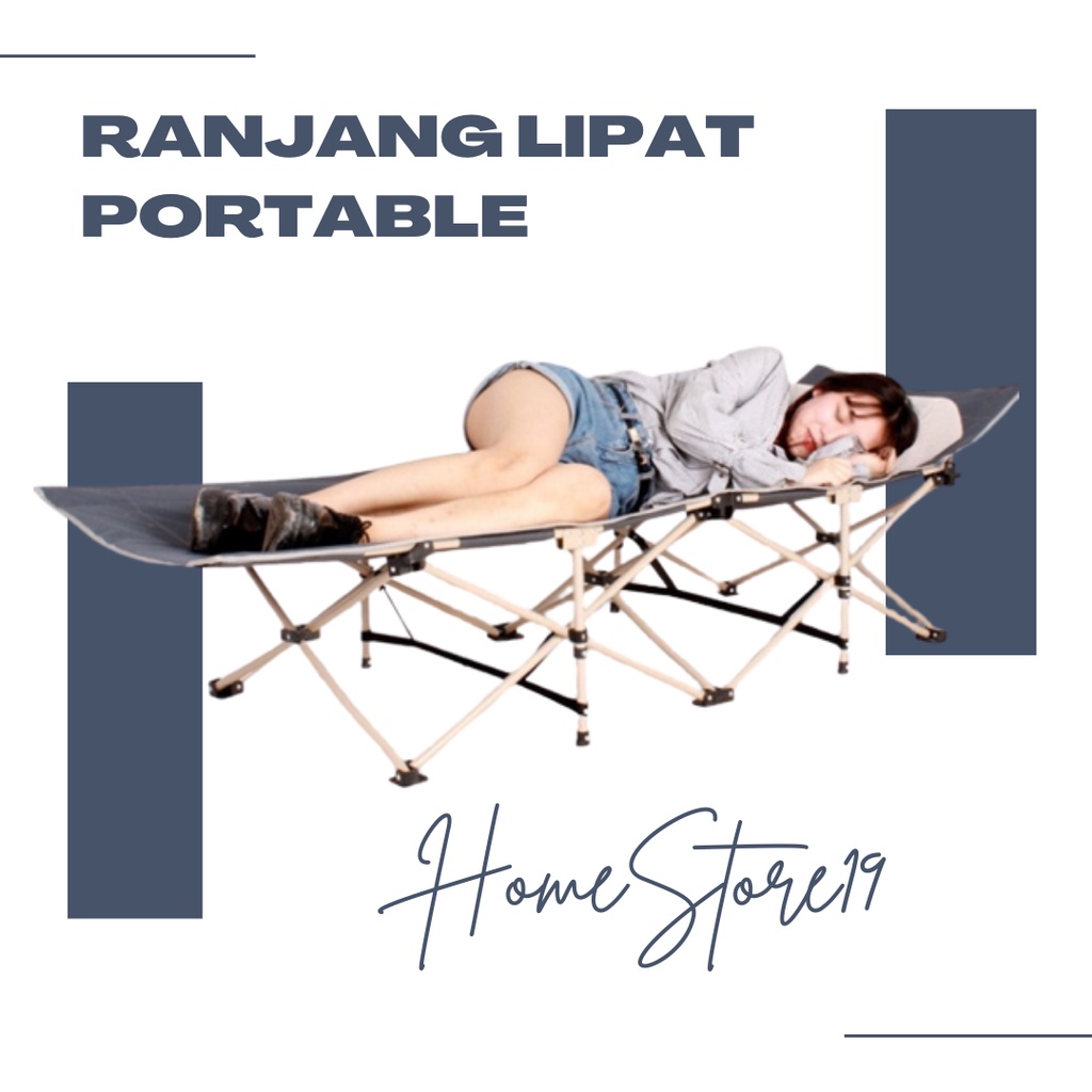 Ranjang Tempat Tidur Lipat Portable / Tempat Tidur Camping / Ranjang Lipat Besi