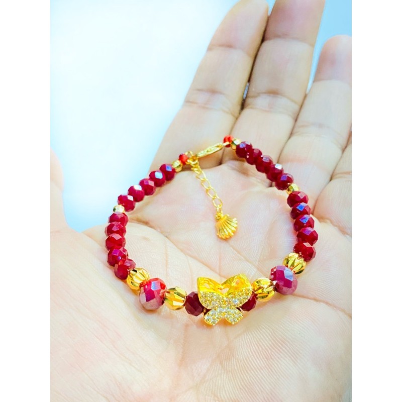 gelang tangan wanita // perhiasan wanita //gelang kristal //gelang charm kupu kupu