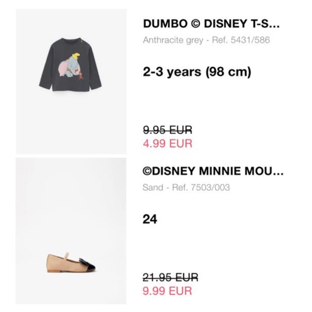 ZARA - Disney Minnie Ballerinas & Dumbo T-shirt