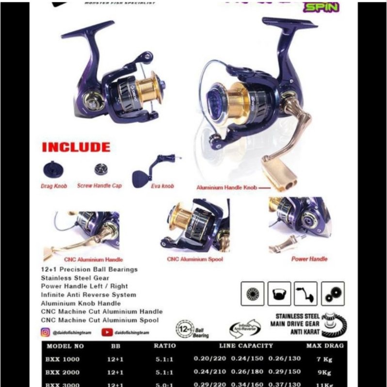 reel daido iguana power handel 1000 2000 3000 4000 6000