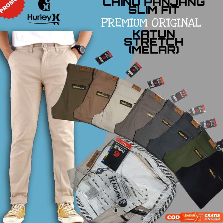 [NZ.01Jl22o] HURLEY CELANA CHINO CHINOS PANJANG PREMIUM SLIMFIT STRETCH ORIGINAL QUALITY