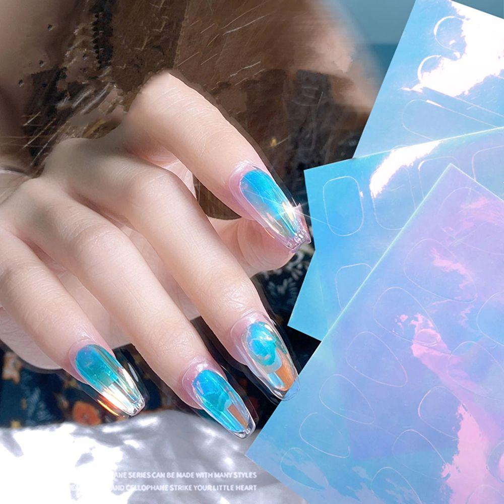 AUGUSTINA Agustina Aurora Kuku Foil Hati Wanita Nail Art Decals Manicure Nail Art Dekorasi Hologram Film 3D Cellophane Kertas