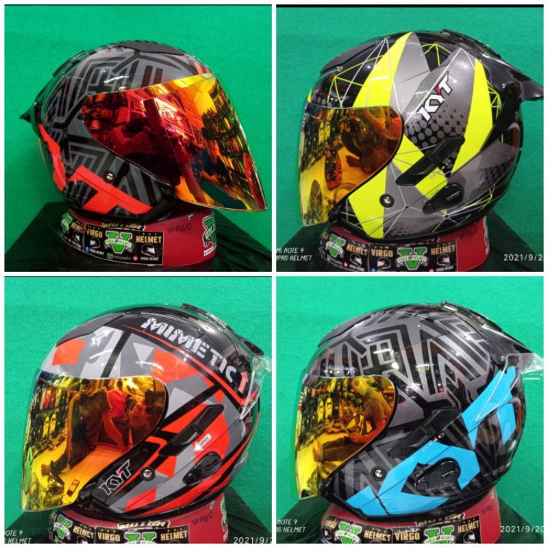 KYT GALAXY SLIDE FLAT R MOTIF PAKET GANTENG|FLAT VISOR IRIDIUM